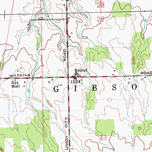 Topographic Map of Bethel Church, OH