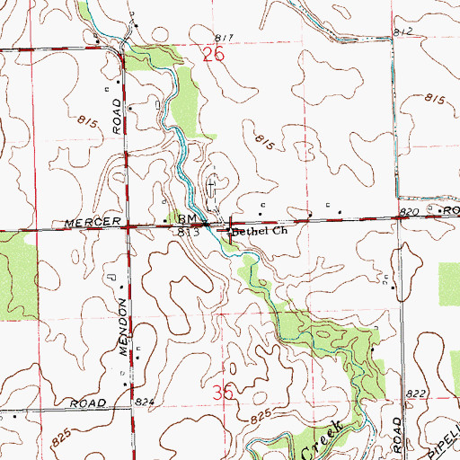 Topographic Map of Bethel Church, OH