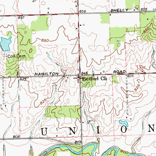 Topographic Map of Bethel Church, OH