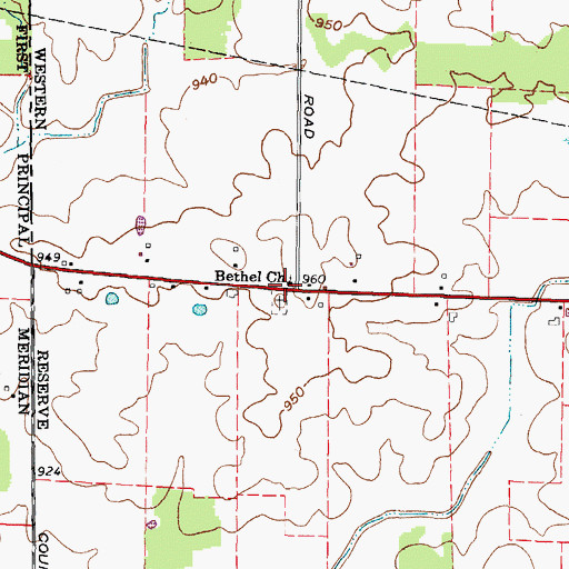 Topographic Map of Bethel Church, OH