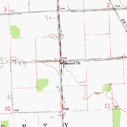 Topographic Map of Bethel Church, OH