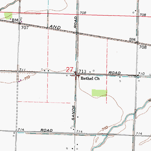 Topographic Map of Bethel Church, OH