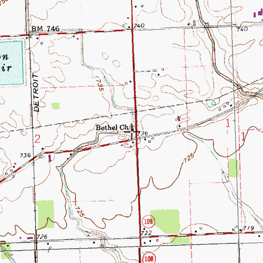 Topographic Map of Bethel Church, OH