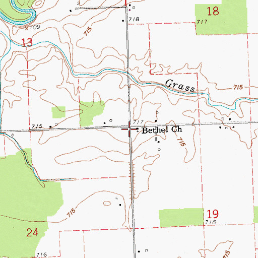 Topographic Map of Bethel Church, OH