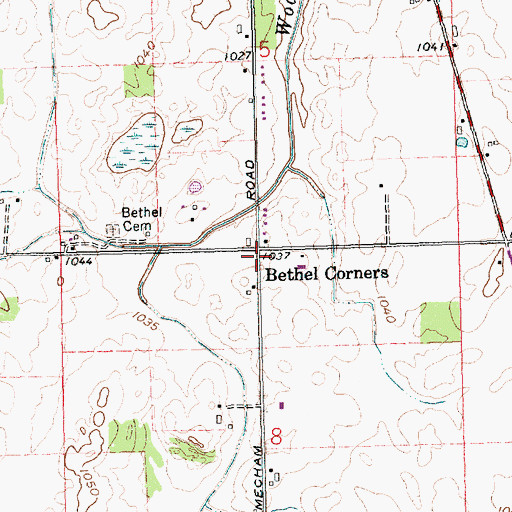Topographic Map of Bethel Corners, OH