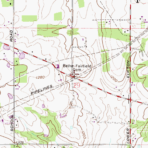 Topographic Map of Bethel - Fairfield Cemetery, OH