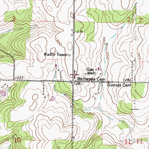 Topographic Map of Bethesda Cemetery, OH