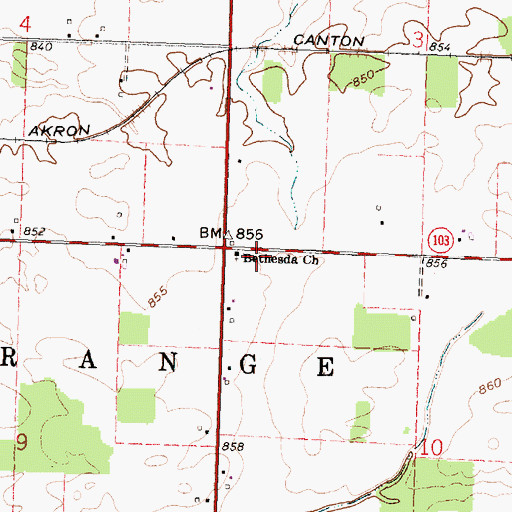 Topographic Map of Bethesda Church, OH