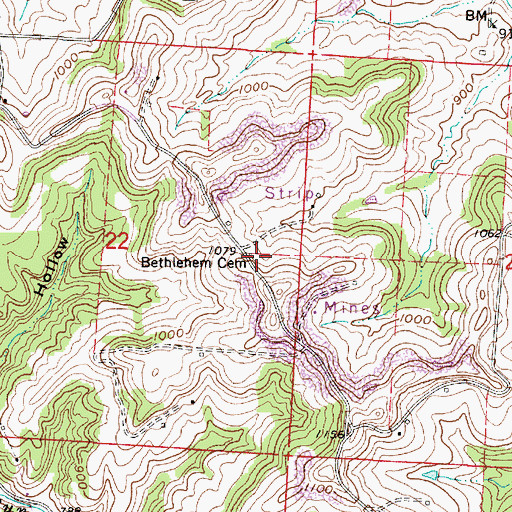Topographic Map of Bethlehem Cemetery, OH