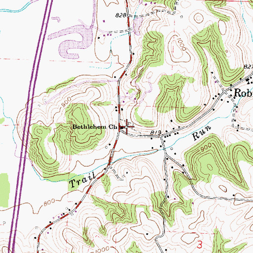 Topographic Map of Bethlehem Church, OH