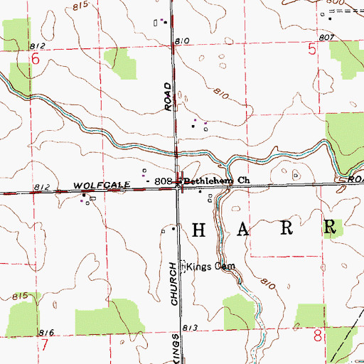 Topographic Map of Bethlehem Church, OH