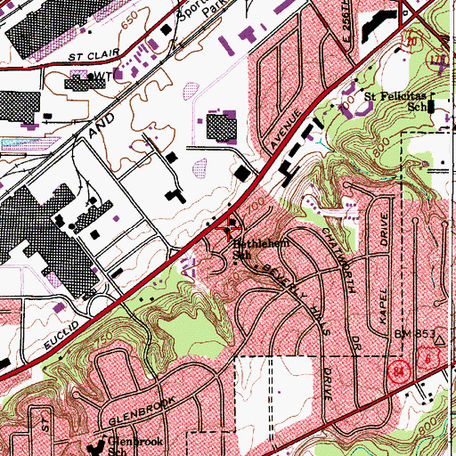 Topographic Map of Bethlehem School, OH