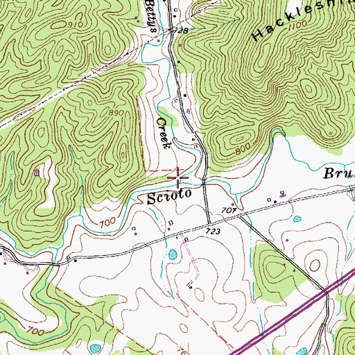 Topographic Map of Bettys Creek, OH