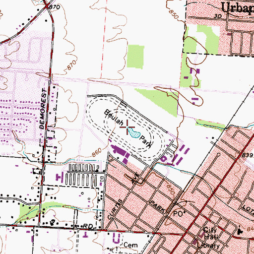 Topographic Map of Beulah Park, OH