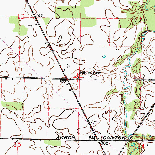 Topographic Map of Bibler Cemetery, OH