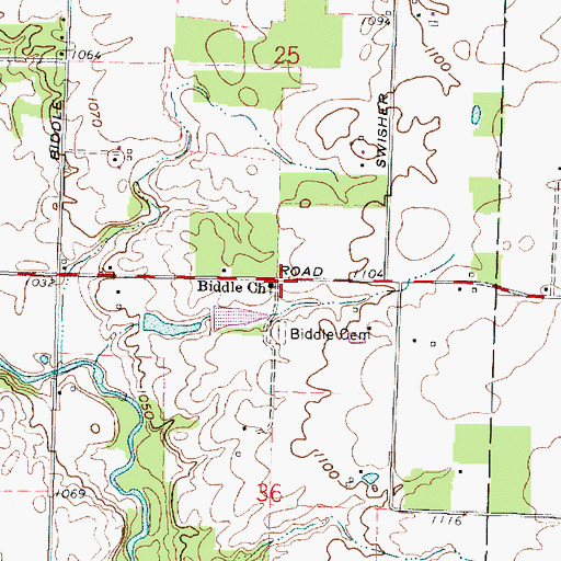Topographic Map of Biddle Church, OH