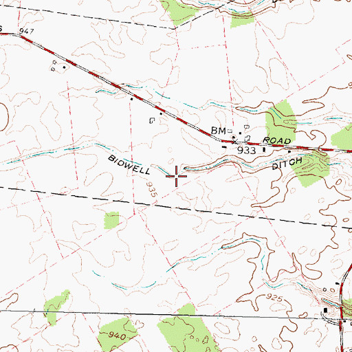 Topographic Map of Bidwell Ditch, OH