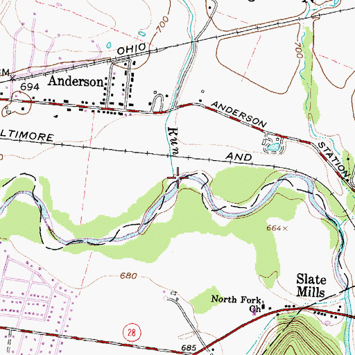 Topographic Map of Biers Run, OH