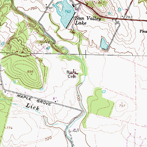 Topographic Map of Biers Cemetery, OH