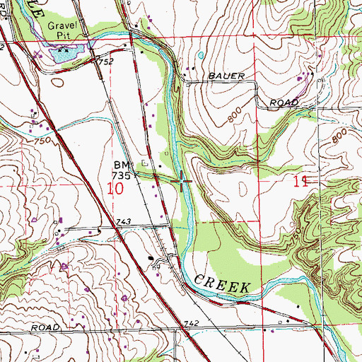 Topographic Map of Big Cave Run, OH