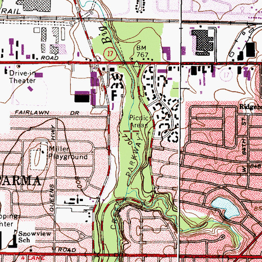 Topographic Map of Big Creek Parkway, OH