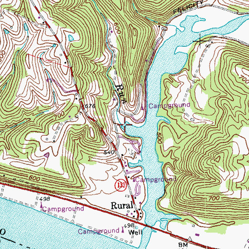 Topographic Map of Big Run, OH