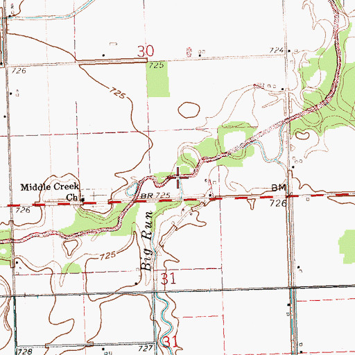 Topographic Map of Big Run, OH