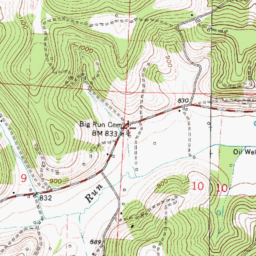 Topographic Map of Big Run Cemetery, OH