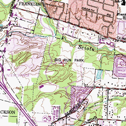 Topographic Map of Big Run Park, OH