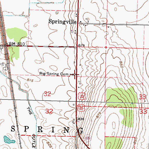 Topographic Map of Big Spring Cemetery, OH
