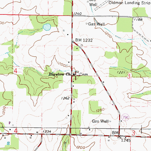 Topographic Map of Bigelow United Methodist Church, OH