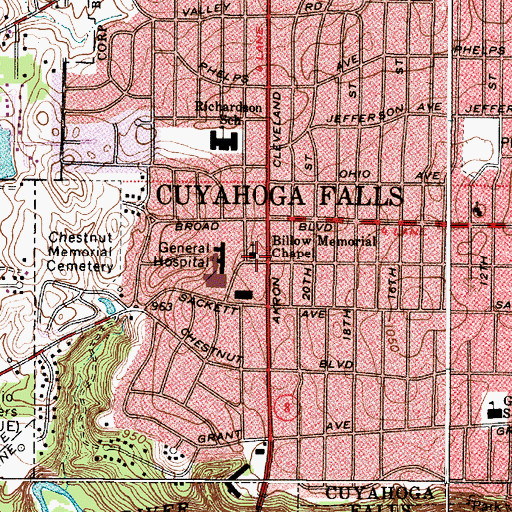 Topographic Map of Billow Memorial Chapel, OH