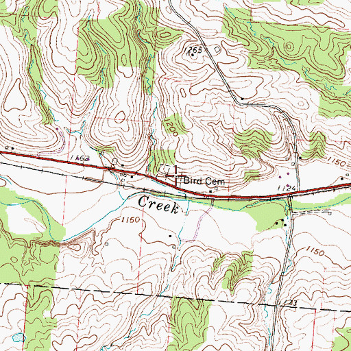 Topographic Map of Bird Cemetery, OH