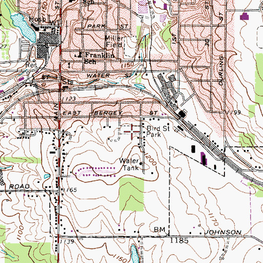 Topographic Map of Bird Street Park, OH