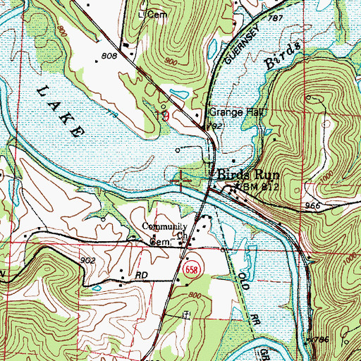 Topographic Map of Birds Run, OH