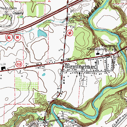 Topographic Map of Birmingham, OH