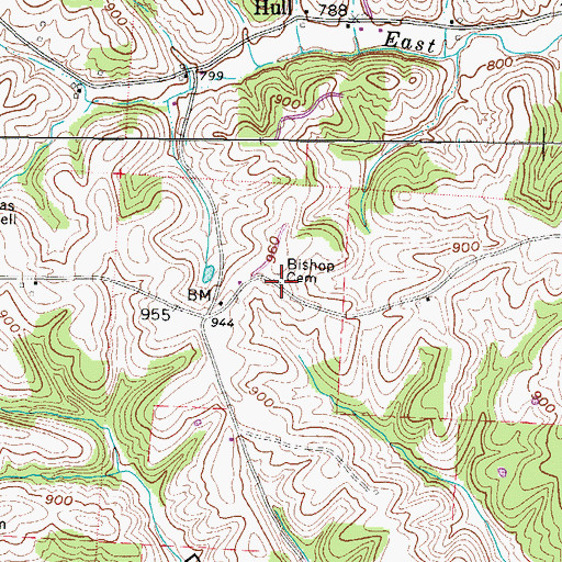 Topographic Map of Bishop Cemetery, OH