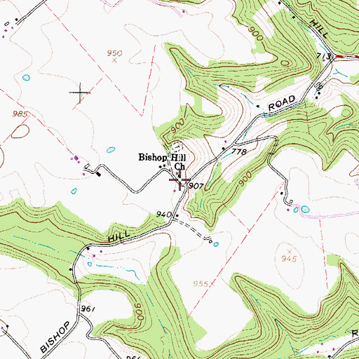 Topographic Map of Bishop Hill Church, OH