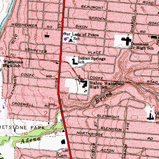 Topographic Map of Bishop Watterson High School, OH