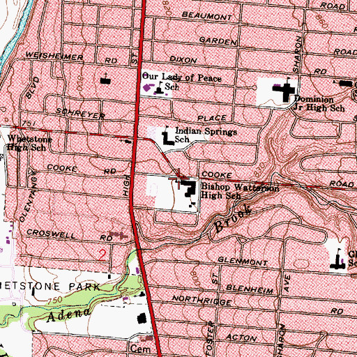 Topographic Map of Bishop Watterson High School, OH