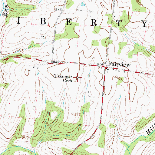 Topographic Map of Bissinger Cemetery, OH
