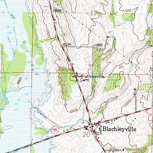 Topographic Map of Blachleyville Cemetery, OH