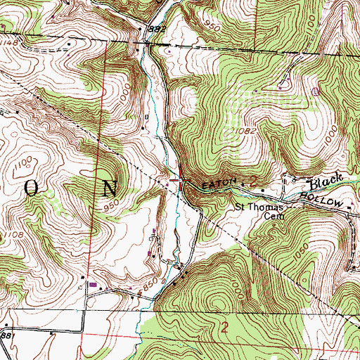 Topographic Map of Black Run, OH