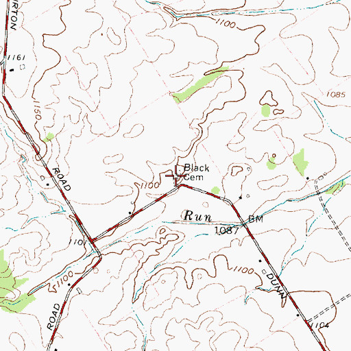 Topographic Map of Black Cemetery, OH