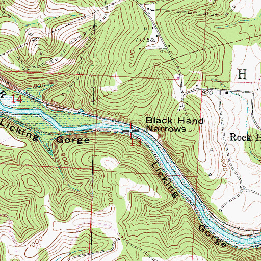 Topographic Map of Black Hand Narrows, OH
