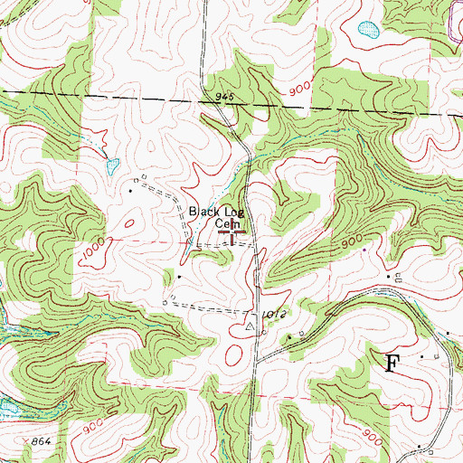 Topographic Map of Black Log Cemetery, OH