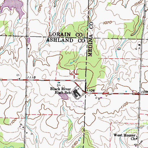 Topographic Map of Black River High School, OH
