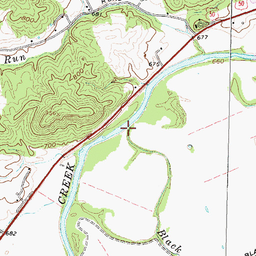 Topographic Map of Black Run, OH