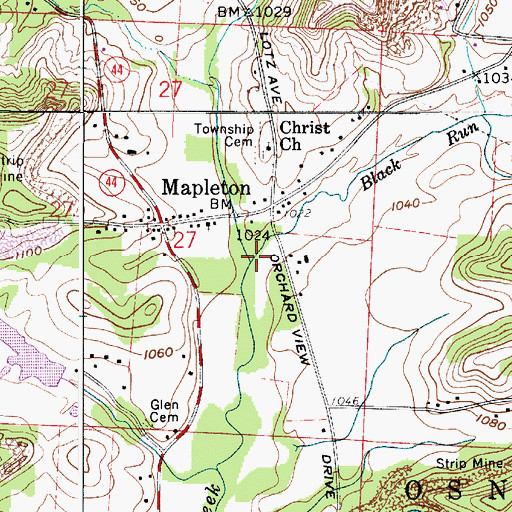 Topographic Map of Black Run, OH