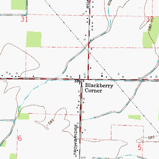 Topographic Map of Blackberry Corner, OH